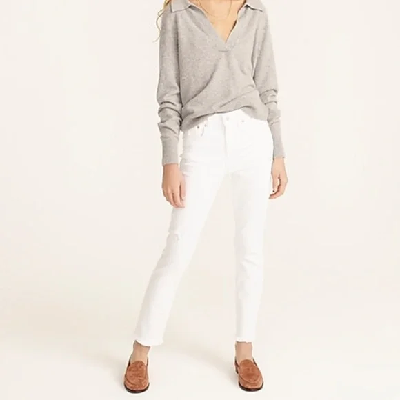 NWT J Crew White Slim Boyfriend Jean with raw hem - Picture 5 of 13